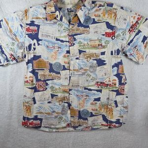 Reyn Spooner Fire‎ Truck Hawaiian Shirt Mens Size XXL 2XL